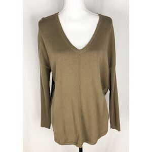 Trouve Long Sleeve Size M Brown V‎ Neck Knit Sweater Top
